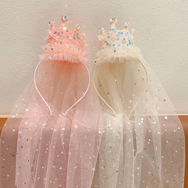 Princess Crown Veil Headbands  - Glitter Tablecloth 评论和价格