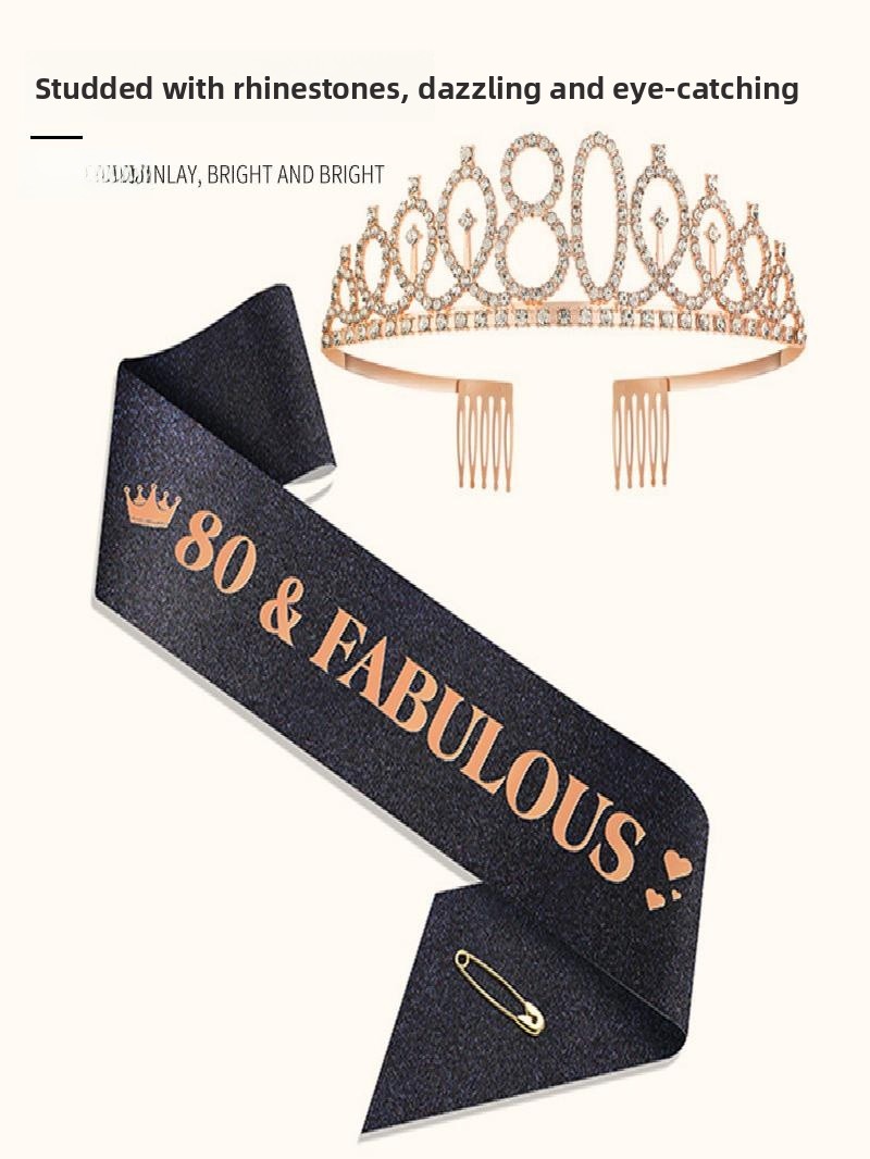 Champagne Gold Sparkle Crown S - Birthday Sash Glitter 评论和价格