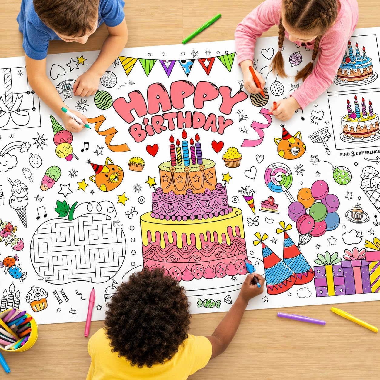 Kids Giant Coloring Poster DIY - Table Cloth Disposable 评论和价格