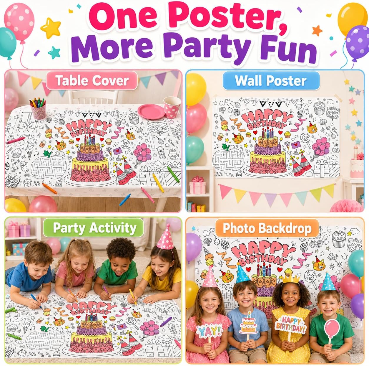 Kids Giant Coloring Poster DIY - Table Cloth Disposable 评论和价格