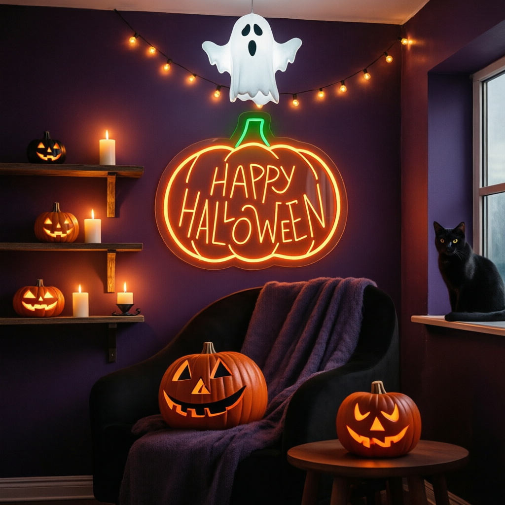 Halloween Neon Sign Custom Pum - Neon Sign Party 评论和价格