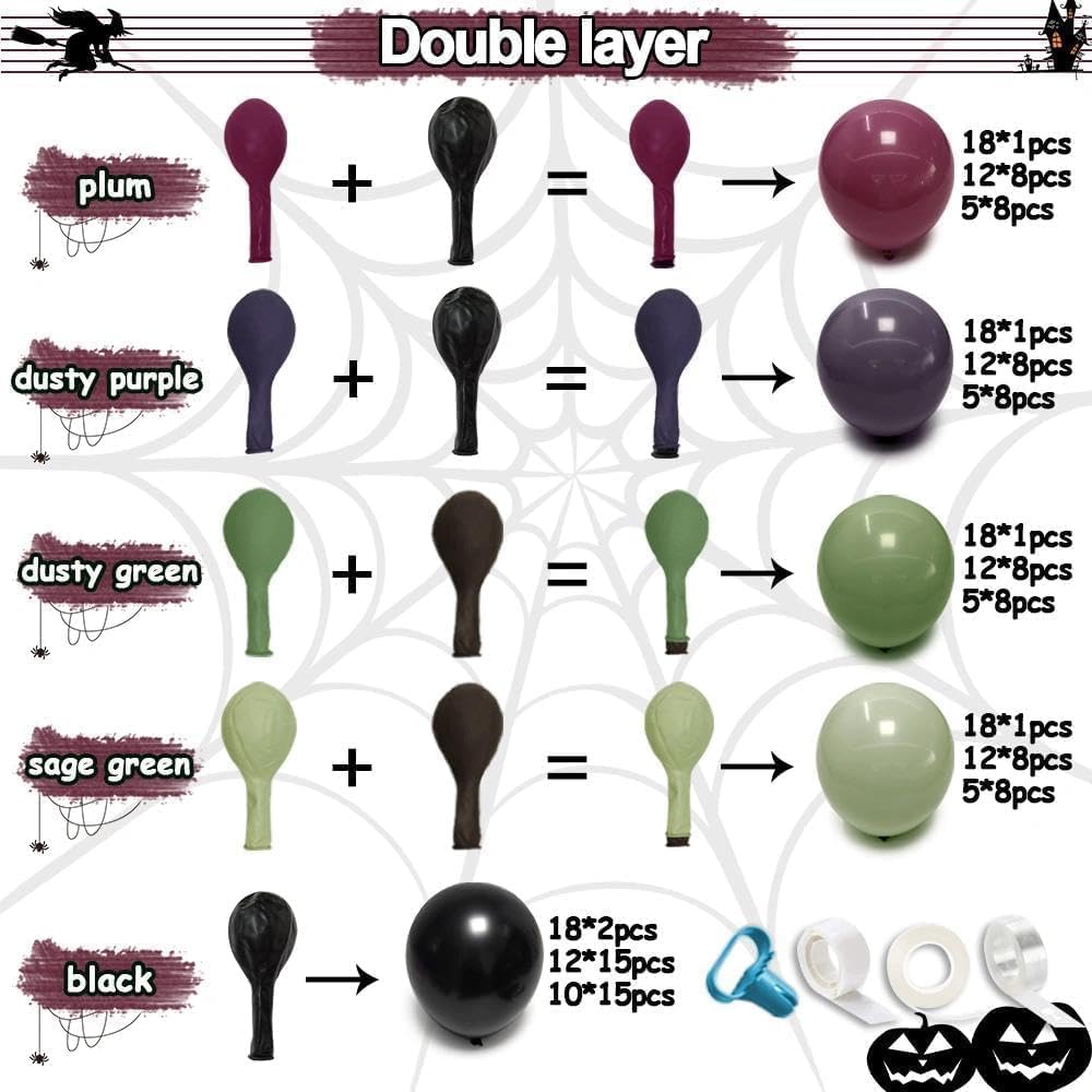 Black Purple Green Halloween S - Balloon Arch Kit 评论和价格