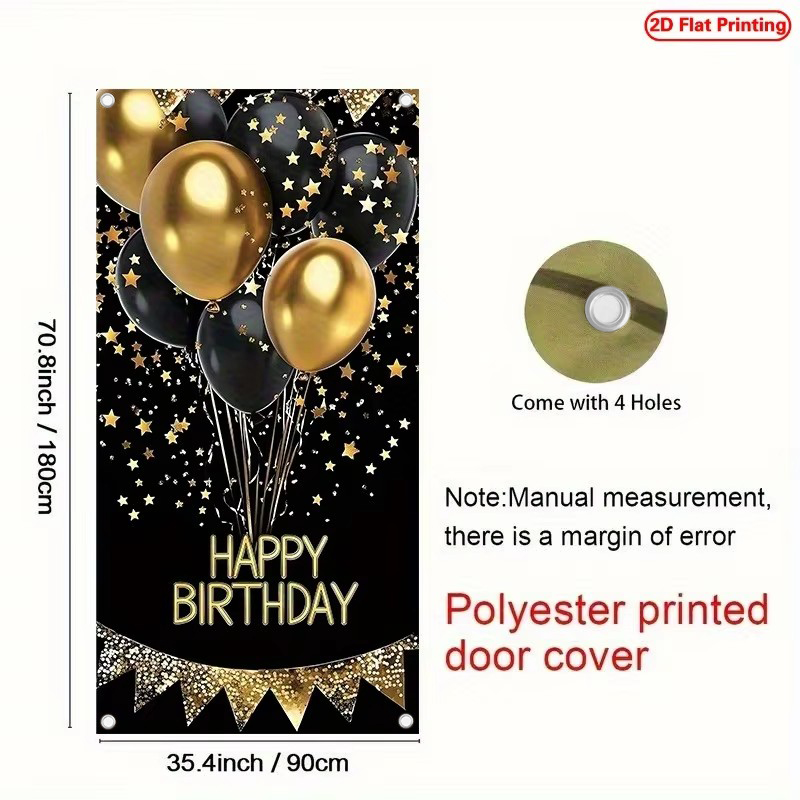 2D Door Banner, 1 Elegant Blac - Party Banner Gold 评论和价格