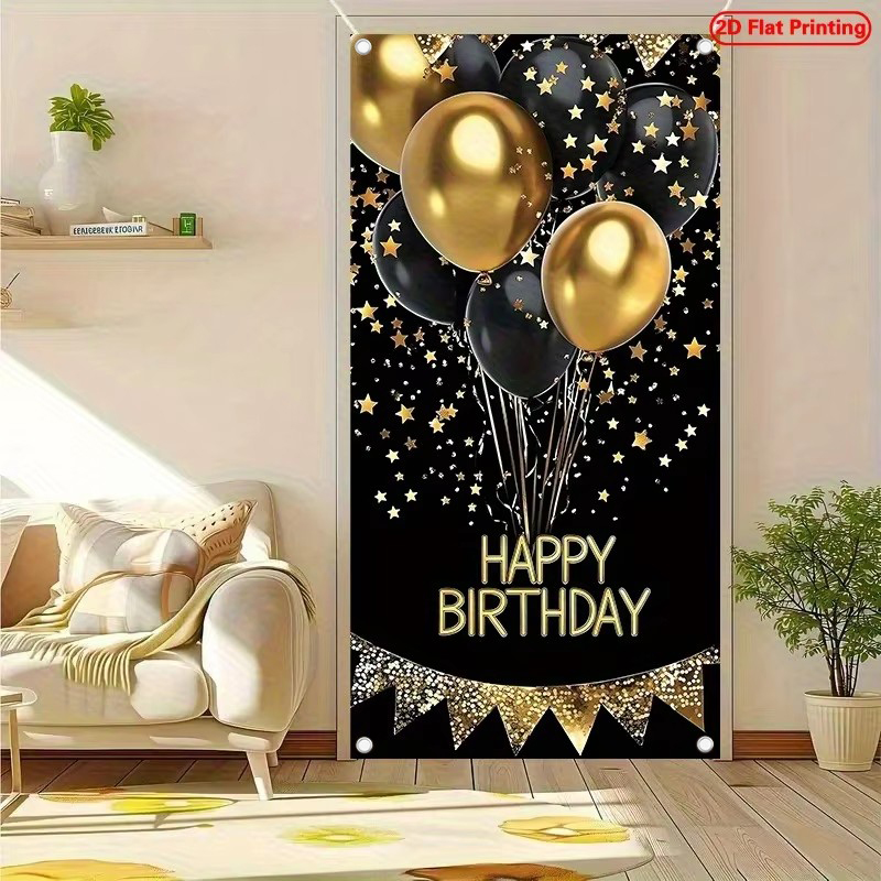 2D Door Banner, 1 Elegant Blac - Party Banner Gold 评论和价格